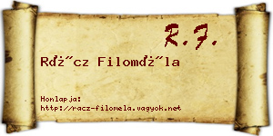 Rácz Filoméla névjegykártya